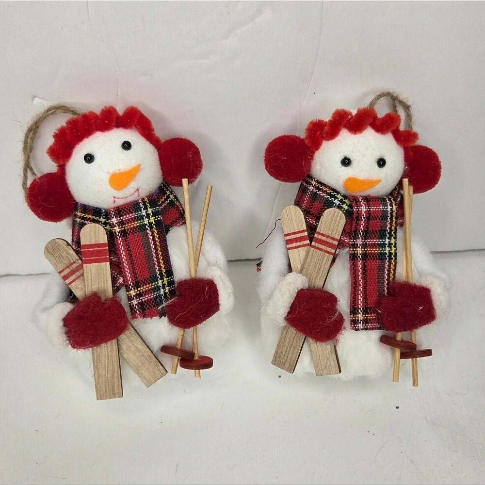 Snowskiing Snowman Christmas Tree Ornaments Set